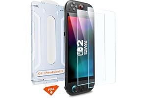 ＲＵＥＩＵＲＩ Tempered Glass Screen Protector for Nintendo Switch 2 with Auto-Alignment Kit, 2 Pack 9H Tempered Glass Ultra-Thin Transparent HD Clear, Scratch and Crack Resistant, Case-Friendly, Bubble-Free Easy In