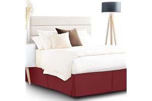 FASCINATDECO Gonna da Letto a Pieghe, Gonna da Letto a Ribalta da 35 cm, Mantovana Giroletto a Volant in Morbida Microfibra Spazzolata, Gonna da Letto con angoli divisi (Vino Rosso,152x203 cm)