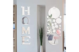 BELUGSIN 36 Stück 3D Spiegel Wandaufkleber Runde Kreis Spiegel Home Acrylspiegel DIY Deko Wandtattoo für Zuhause Wohnzimmer Schlafzimmer Korridor Dekoration