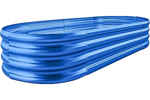 Land Guard Kit de Cama de jardín elevada galvanizada, macetas galvanizadas para Exteriores, Camas de jardín elevadas ovaladas de Metal Grande para Verduras, 4 x 2 x 1 pies (1 Unidad) (Azul)