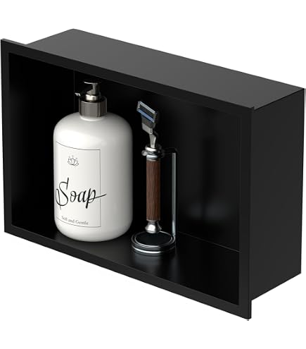 Kit Nicchia da Parete in Acciaio Inox per Bagno Stile Moderno, Nicchia Incassata in Metallo per Doccia