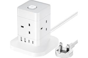 Cube Extension Lead with USB Slots, Hotimy 4 Way Multi Plug Extension Socket with 2 USB C and 2 USB A, 13A 3250W Power Strip with Switch 1.5M Extension Cords for Desk Home Office Travel