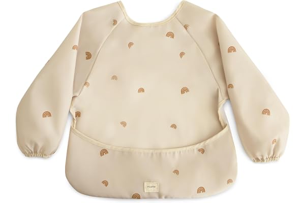 mushie Bavoir Manches Longues Bébé | Tablier Bébé pour Manger Imperméable | Ajustement Réglable pour 6-24 Mois |
