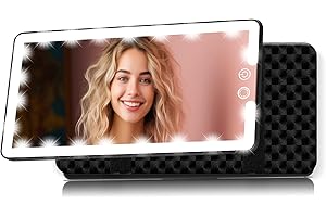 SUUPVAOR Led Car Sun Visor Vanity Mirror with Lights,Large Dimmable Light up Vanity Makeup Mirror for Car,Rechargeable Universal for Visor