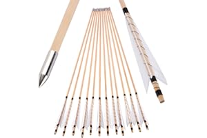 SHARROW 6/12 Frecce in Legno 32 Pollici Frecce di Caccia Freccia di Tiro al Bersaglio con Piuma di Tacchino per Bersaglio Tiro con L'Arco Arco Ricurvo Arco Compound Arco E Frecce