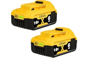 BATTOOL 6.0Ah/6000mAh Li-Ion Battery Compatible with Dewalt 18V Battery DCB184 DCB200 DCB180 DCB182 DCB181 DCB201 DCB204 DCB183 DCB185 DCB203, Replacement Batteries with LED Indicator (2 Pack)