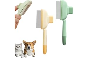 LUMOOM Pettine Autopulente per Animali Domestici con Pulsante di Sblocco - Per la Rimozione di Peli e Pulci di Cani e Gatti