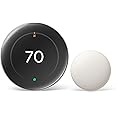 Google Nest Learning Thermostat (4th Gen, 2024) with Nest Temperature Sensor - Energy Saving Smart Thermostat with Adaptive Eco - Works with Alexa and Google Home App - Polished Silver