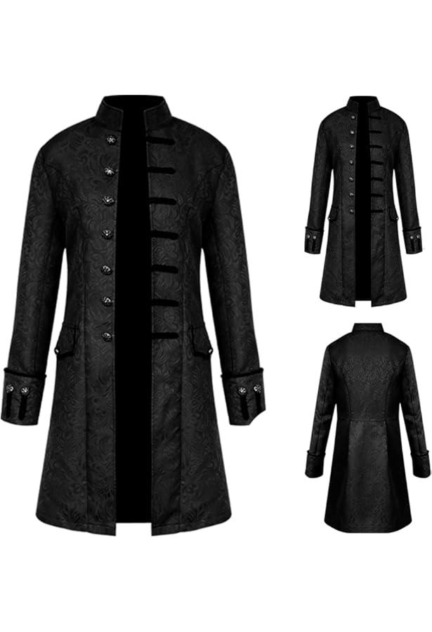 LLTTEER Middeleeuwse Steampunk Jas met Capuchon, Gothic Frack
