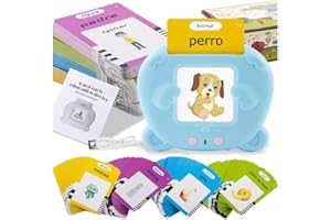 GENERIC Spanish Talking Flash Cards for Kids | English & Spanish Bilingual Learning Toys | Toys to learn Spanish and English for Toddlers 2-6 | Speech Therapy, Phonics & Early Learning Flashcards, Blue