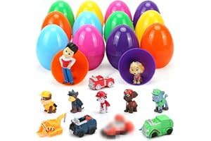 SIPHUS Paw Dog Oeuf Paques, 12 Pièces Oeufs Plastique Paques, Paques Oeufs Decoration, Paques Oeufs Surprise, kit Oeufs de Paques, Cadeau Décoration de Paques pour Garcons Filles
