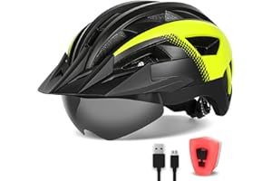 ‎FUNWICT FUNWICT Fahrradhelm mit Visier für Herren Damen, Leichte Fahrradhelm mit Magnetischem Brille und USB-Aufladung LED Licht, Stylisch Mountainbike Helm Größe M/L/XL, Weiß Schwarz