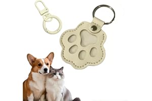 EVIMAR Pet Hair Collector Keychain | Memorial Keepsake with Transparent Window, PU Leather Paw Print Keyring for Pet Fur, Gift for Cat and Dog Lovers with Bonus Matching Keychain