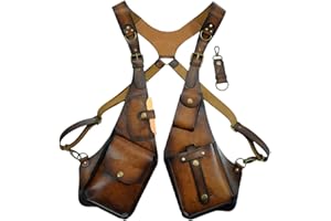 PVUCPOT Borsa A Tracolla Nascosta sotto Le Ascelle Portafoglio Antifurto sotto Le Ascelle da Uomo retrò Medievale in Pelle Pu Cinghie Regolabili Borsa A Tracolla Doppia sotto Le Ascelle Borsa con Fondina