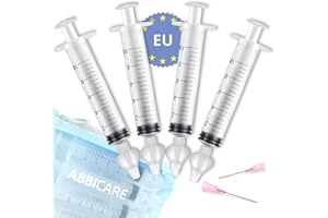 UINCLU Siringa per lavaggi nasali bambini 10ml ABBICARE™ senza BPA CE | Kit 4 siringhe con olive in silicone + 2 punte di riempimento per soluzione fisiologica | Aspiratore nasale neonato lavaggio