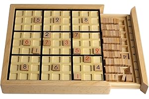 Andux Sudoku Puzzle Gioco da Tavolo con Cassetto in Legno Numero SD-02 (nero)
