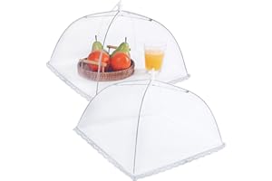 JULBEAR Mesh Food Cover, 2Pcs Tent Umbrella Food Screen Covers for Outside Pop-up Mesh Reusable Food Nets for Parties Picnics Outdoor BBQ Collapsible (12" × 12")