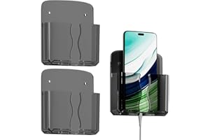 YUEJIESELECTED 2 Stück Handy Wandhalterung mit Klebstoff,Wandhalterung Handyhalterung Wand,Handy Handyhalter Wand,Halterung Aufbewahrung Organizer,Wandhalterung zum Aufladen,Ladeständerhalter Datenkabelaufnahmeloch