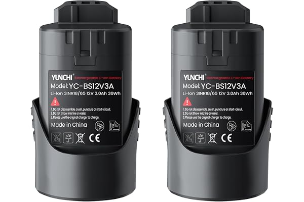 YUNCHI 3,0 Ah ersättningsbatteri för Bosch batteri 12 V, kompatibel med Bosch Professional 12 V system, 2-pack