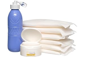 FIRST DAYS MATERNITY SUPPLIES First Days Maternity Original UK Instant Perineal Cold Pack con cuscinetti di amamelide e biberon peri, 6 confezioni fredde, 40 cuscinetti all'amamelide, blu