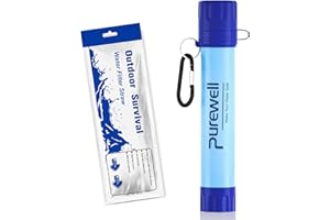 Purewell Filtre À Eau Portable,Personnel Purificateur de 0.01Microns 4 Etapes système de Filtration d'eau Enlèvent 99,99% de 