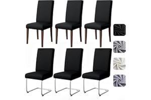 Pacok Dining Room Chair Covers Set of 6,Stretch Dining Chair Slipcovers Elastic Removable Washable Seat Covers for Hotel Kitchen Banquet Ceremony(Black)