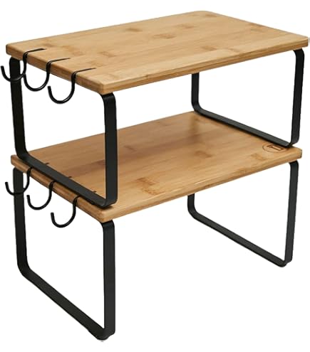 Kedia Magnetronrek van bamboe, keukenrek, magnetronhouder met deur – snijplank en haken (52 x 30 x 35 cm Kedia Magnetronrek van bamboe, keukenrek, magnetronhouder met deur – snijplank en haken (52 x 30 x 35 cm