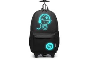 Kono Mochila con Ruedas para Niños, Diseño de Música Luminosa, Mochila Escolar Ligera y Casual para Adolescentes, de Cabina para Viaje y Uso Diario