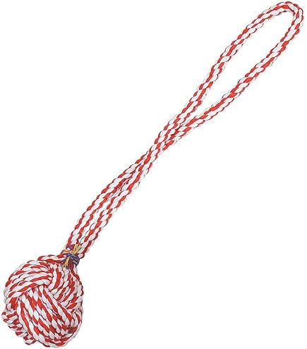 Mammoth Flossy Chews Monkey Fist Ball Dog Toy - Medium 3.75" Rope Ball With Handle For Tug & Chew