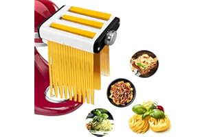 ASSIDUOUS 3 in 1 Sfogliatrice e Taglierini Pasta Fresca Compatibile per KitchenAid, Accessorio per Pasta per KitchenAid Impastatrice Planetaria,Tagliapasta Spaghetti E Tagliapasta Per Fettuccine