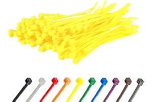 Gocableties - Collier de Serrage en Nylon - 100 mm x 2,5 mm - Jaune - Attache Câble Petit Format - Serre-Câbles - Lot de 100 Pièces