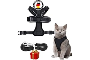 NEDIT Katzengeschirr mit Leine - Cat Harness - Katzengeschirr für Maine Coon und für Große Katzen - Katzenleine - 1 Stück (Schwartz S) - Katzengeschirr mit Leine für GUTER QUALITÄT