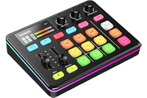 SINWE G1 Pro Gaming Audio Mixer: RGB-Audio-Interface mit Bluetooth, XLR/48V Phantomspeisung, Fader- & Mute-Regler für Live-Streaming, Podcasting, Gaming (PC/Konsole) – Nicht für USB-Mikrofone geeignet