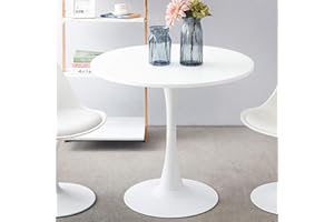 Panana 60cm Round Dining Table,Modern Pedestal Dining Table, Leisure Table, Living Room Table (White)