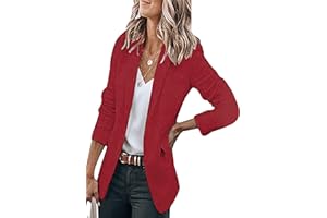 OMZIN Femmes Blazer Travail Tendance Manches Longues Revers Open Front Oversized Vestes De Bureau