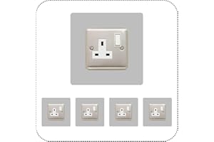 EWOLDS Set of 5 Single Socket Surround, Acrylic Back Panel or Plate, Protect Wall from Finger Prints, Choose from 18 Colours (Grey)