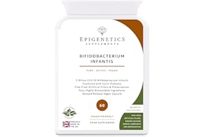 EPIGENETICS Bifidobacterium Infantis | 5 Billion CFU Probiotic + Chicory Root Prebiotic (Inulin) | 60 Vegan Delayed Release Capsules UK Made | 2 Month Supply