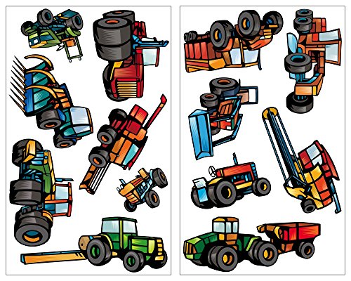 13-teiliges Trecker Traktor und Fahrzeug Set Wandtattoo Mähdrescher Landmaschinen LKW Wandsticker in 5 Größen (2x16x26cm mehrfarbig)