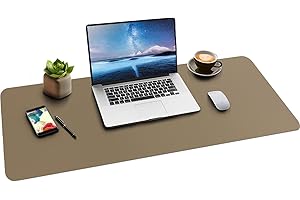 Boutilon Leather Desk Mat,Desk Pad,Desktop mat,Waterproof Desk Mat for Desktop, Desk Mat for Keyboard and Mouse,Leather Mouse Pad Protector for Office and Home,90 * 43cm (L Dark apricot)