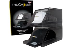 THE CAP BOX The CapBox 2.0 Lot de 2 supports empilables en plastique transparent pour casquettes de baseball avec tiroir coulissant et connecteurs anti-inclinaison (Noir)