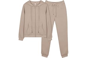 REORIA Women Zip Up Hoodie and Slim Long Pants Warm Cotton Lounge Wear Sets Two Piece Outfit Thick Long Sleeve Tracksuits Full Set Co Ord Sets With Pockets