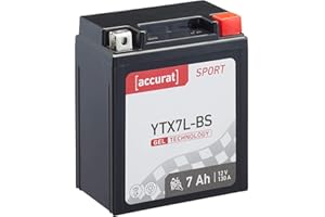 ‎ACCURAT Accurat Motorradbatterie YTX7L-BS - 12V, 7Ah, 130A, zyklenfest, wartungsfrei, Gel - Starterbatterie, Batterie in Erstausrüsterqualität für Rasentraktor, Roller, Motorrad, Quad