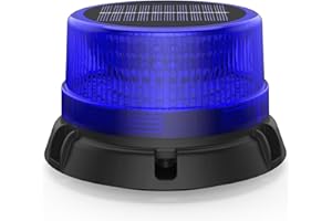 Fxlpower Énergie Solaire Gyrophare Magnetique Bleu LED Batterie avec Câble USB 1,4 mètre, Rechargeable LED Avertissement pour Chariot Élévateur Tracteur Remorque Chasse-Neige