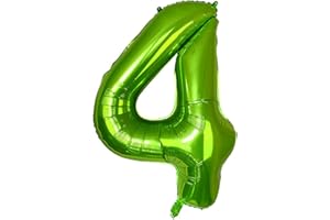DAZAKA Palloncini Compleanno 4 Anni Verdi - 101 CM Giganti Palloncini Numeri 4 Verde - Decorazioni Festa Compleanno - Gonfiabili Elio o Aria