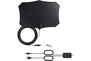 AQSQWQ Antenne TV Intérieur TNT HD, Antenne HDTV numérique, Antenne TNT Puissante Intérieure Signal Amplificateur Booster avec Câble Coaxial Soutenir TV HD, 4K HDTV DTMB VHF UHF FM DVB-T DVB-T2