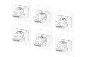 VEGCOO 6 Stück selbstklebende Gardinenstangenhalter, Badezimmer Handtuchhalter Nagelfreie Verstellbare Stangenhalter Transparent für Badezimmer und Küche (Weiß)