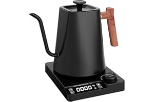 ‎VMOTAL Vmotal Edelstahl Wasserkocher mit Temperatureinstellung, Schwanenhals Wasserkocher, 24-Stunden-Wärmefunktion, 1200W Elektrischer Teekessel mit Temperaturanzeige,1L Kaffeekessel