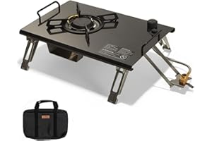 WINDHIKE Naturehike Składana jednopalnikowa kuchenka gazowa Desktop & Embed, przenośna kuchenka gazowa 13,648BTU z uchwytem do przenoszenia, elektroniczny zapłon, kuchenka kempingowa na zewnątrz