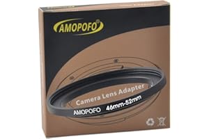 AMOPOFO 46mm to 52mm Metal Step Up Ring Adapter for Canon,Nikon,Sony,Fuji, Camera Lenses & UV,ND,CPL Camera Filters, Made from CNC Machined Space Aluminum with Matte Black Electroplated Finish