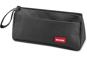 hoinya Pencil Case, Pencil Case for Girls and Boys Large Capacity Pencil Pen Pouch Bag with Compartments, Big Supplies Organizer for Women, Aesthetic Pencil Bag for Kids and Students, Black